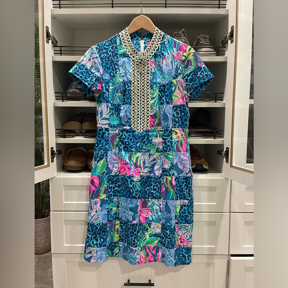 Lilly Pulitzer Adrena Shift in Multi Pop Up Lilly’s Party Patch 8 EUC
